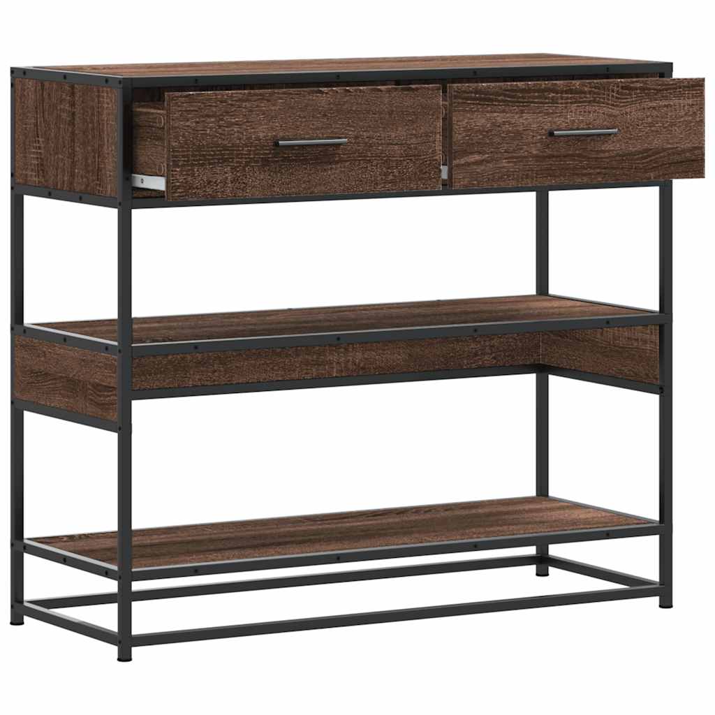 vidaXL Măsuță consolă, stejar maro, 90x35x80 cm, lemn prelucrat vidaXL Măsuță consolă, stejar maro, 90x35x80 cm, lemn prelucrat