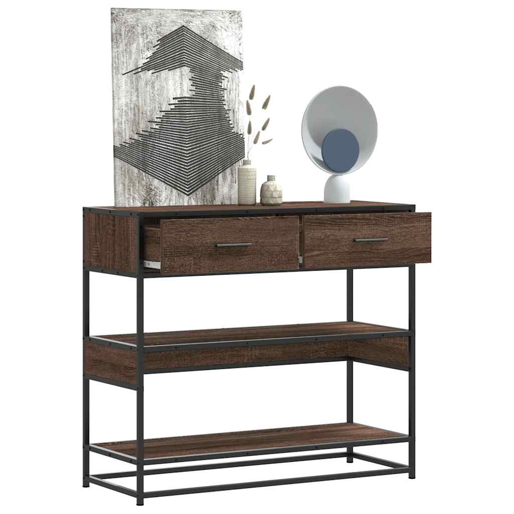 vidaXL Măsuță consolă, stejar maro, 90x35x80 cm, lemn prelucrat vidaXL Măsuță consolă, stejar maro, 90x35x80 cm, lemn prelucrat