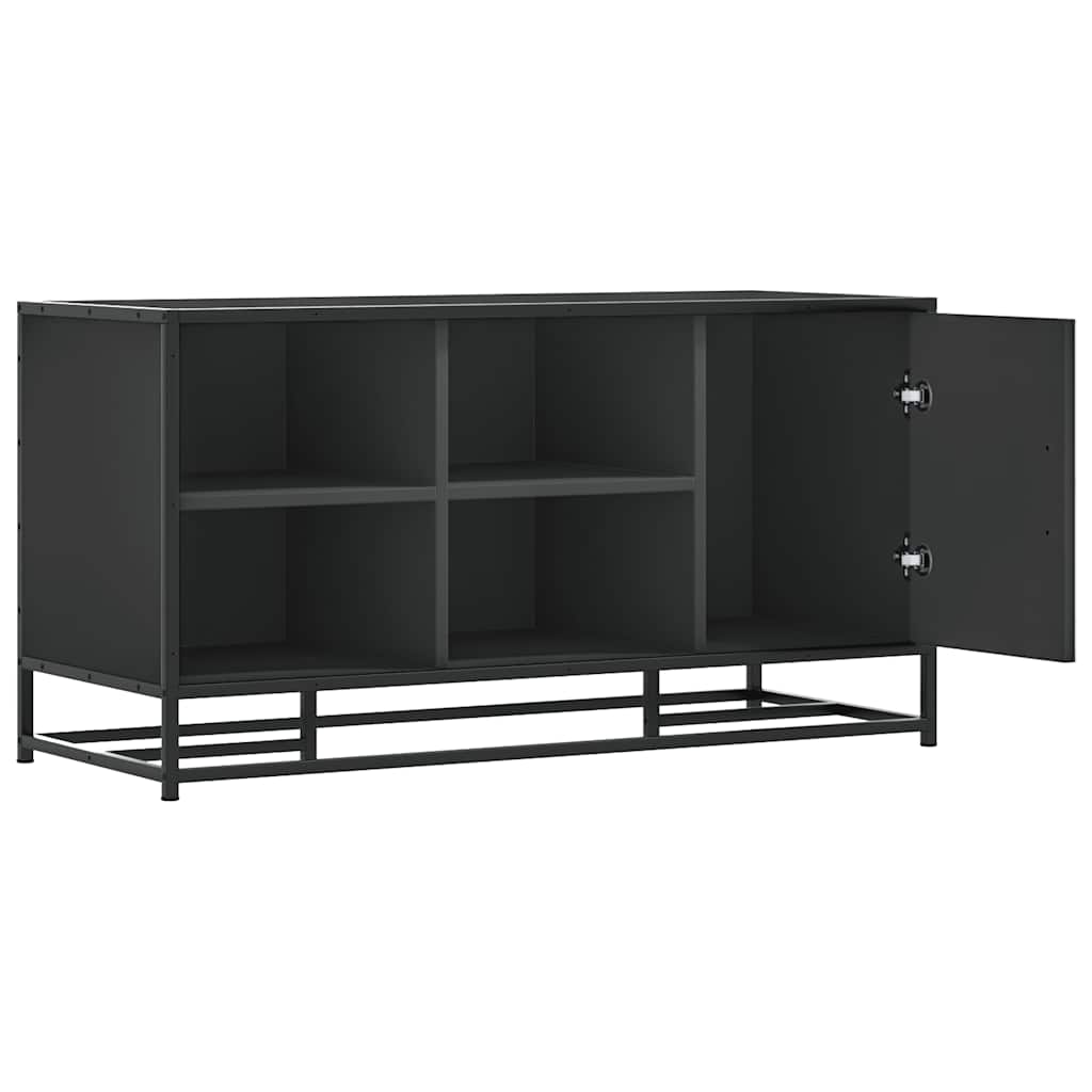 vidaXL Bancă de pantofi neagră 100x40x53,5 cm lemn și metal prelucrat
