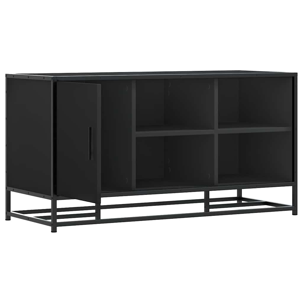 vidaXL Bancă de pantofi neagră 100x40x53,5 cm lemn și metal prelucrat