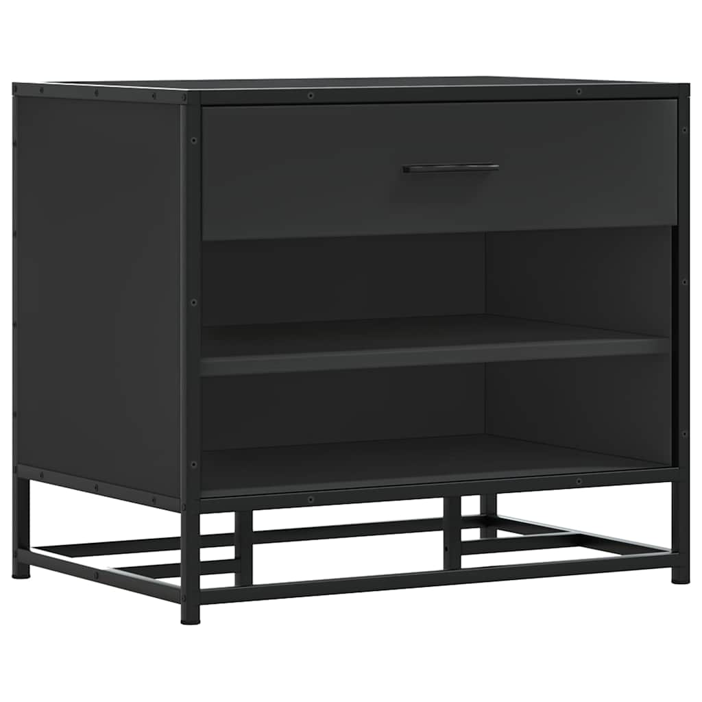 vidaXL Bancă de pantofi neagră 60x40x53,5 cm lemn și metal prelucrat vidaXL Bancă de pantofi neagră 60x40x53,5 cm lemn și metal prelucrat