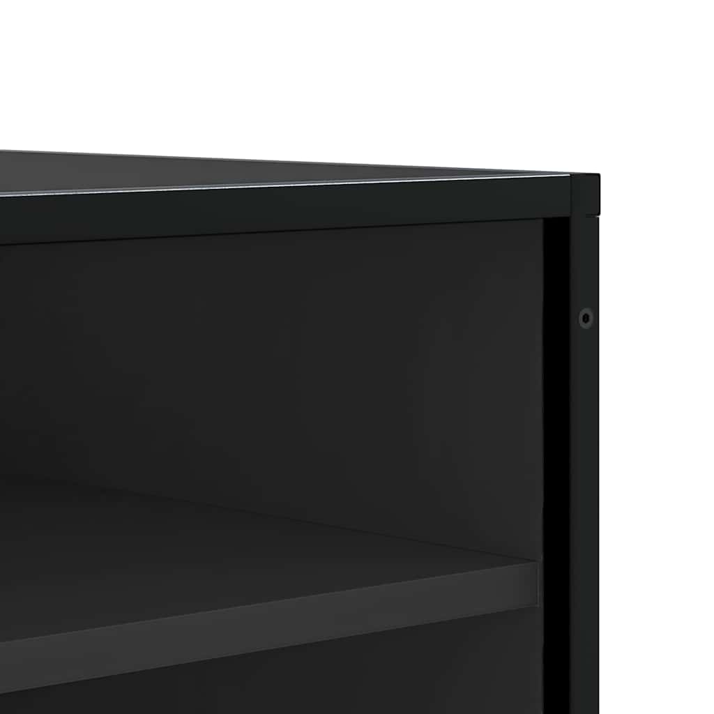 vidaXL Bancă de pantofi neagră 84x40x53,5 cm lemn și metal prelucrat vidaXL Bancă de pantofi neagră 84x40x53,5 cm lemn și metal prelucrat