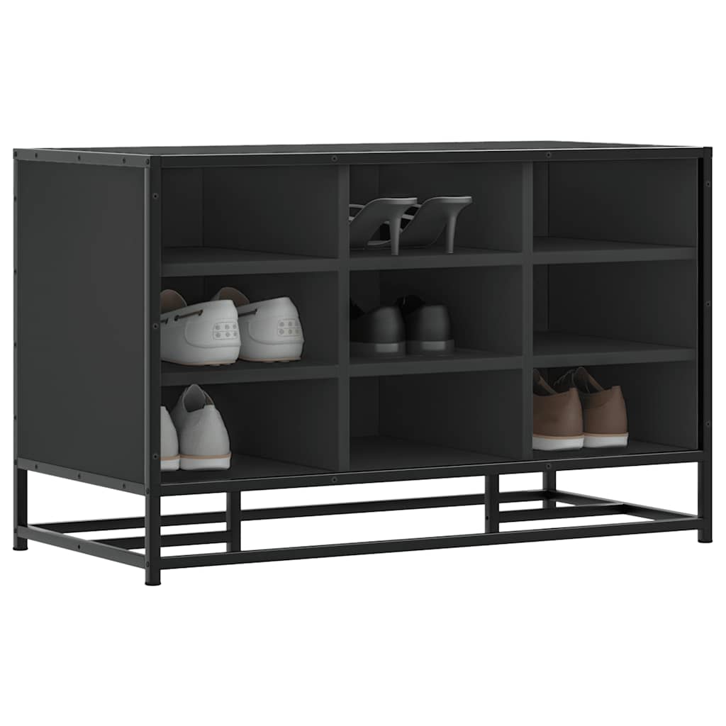 vidaXL Bancă de pantofi neagră 84x40x53,5 cm lemn și metal prelucrat vidaXL Bancă de pantofi neagră 84x40x53,5 cm lemn și metal prelucrat