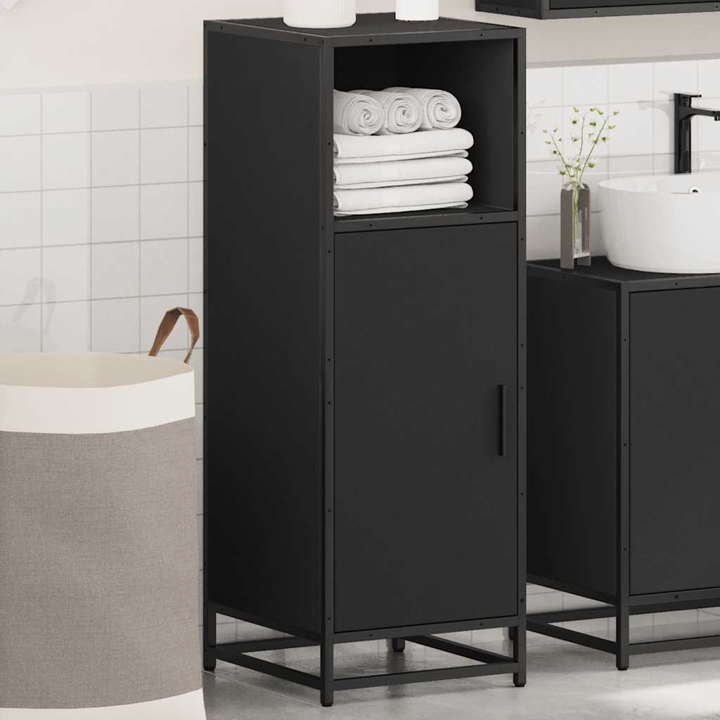 vidaXL Dulap de baie, negru, 35x37,5x100 cm, lemn prelucrat