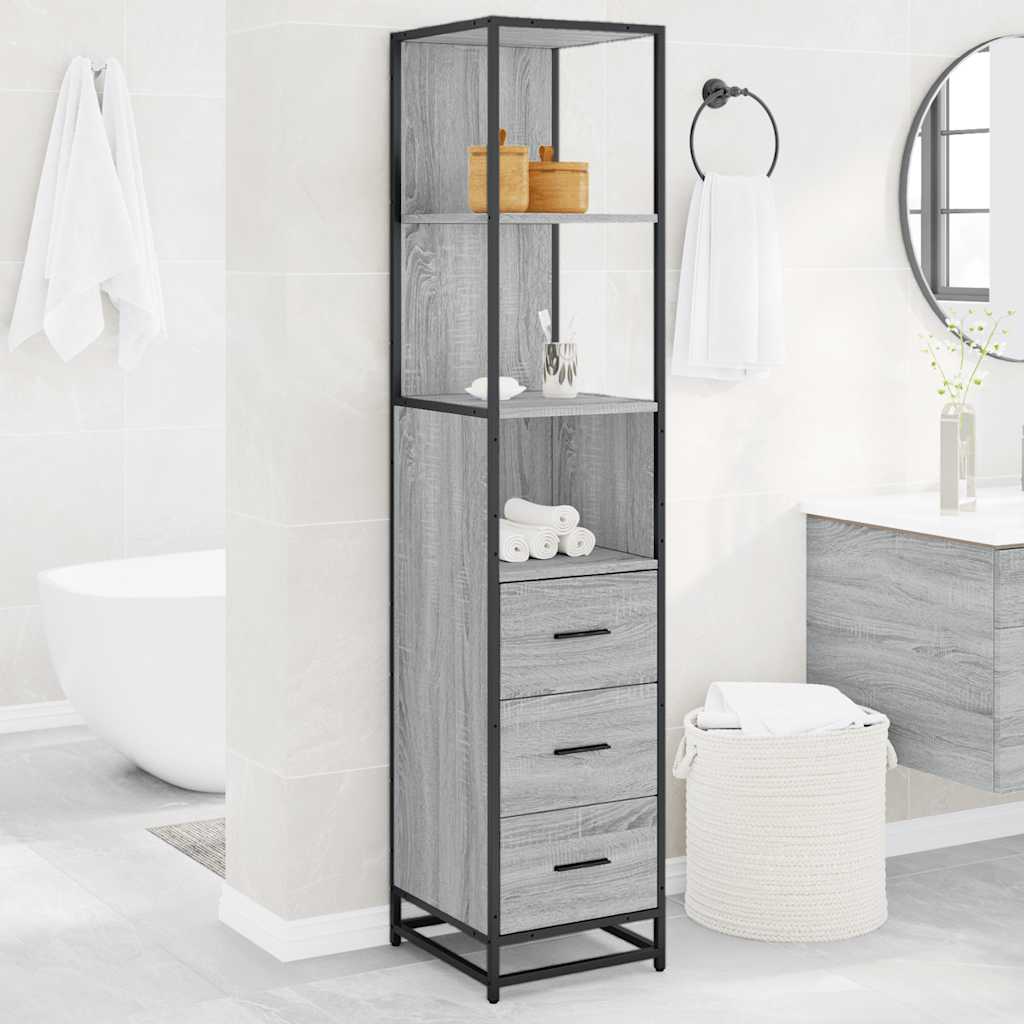 vidaXL Dulap de baie, gri sonoma, 35x37,5x166 cm, lemn prelucrat