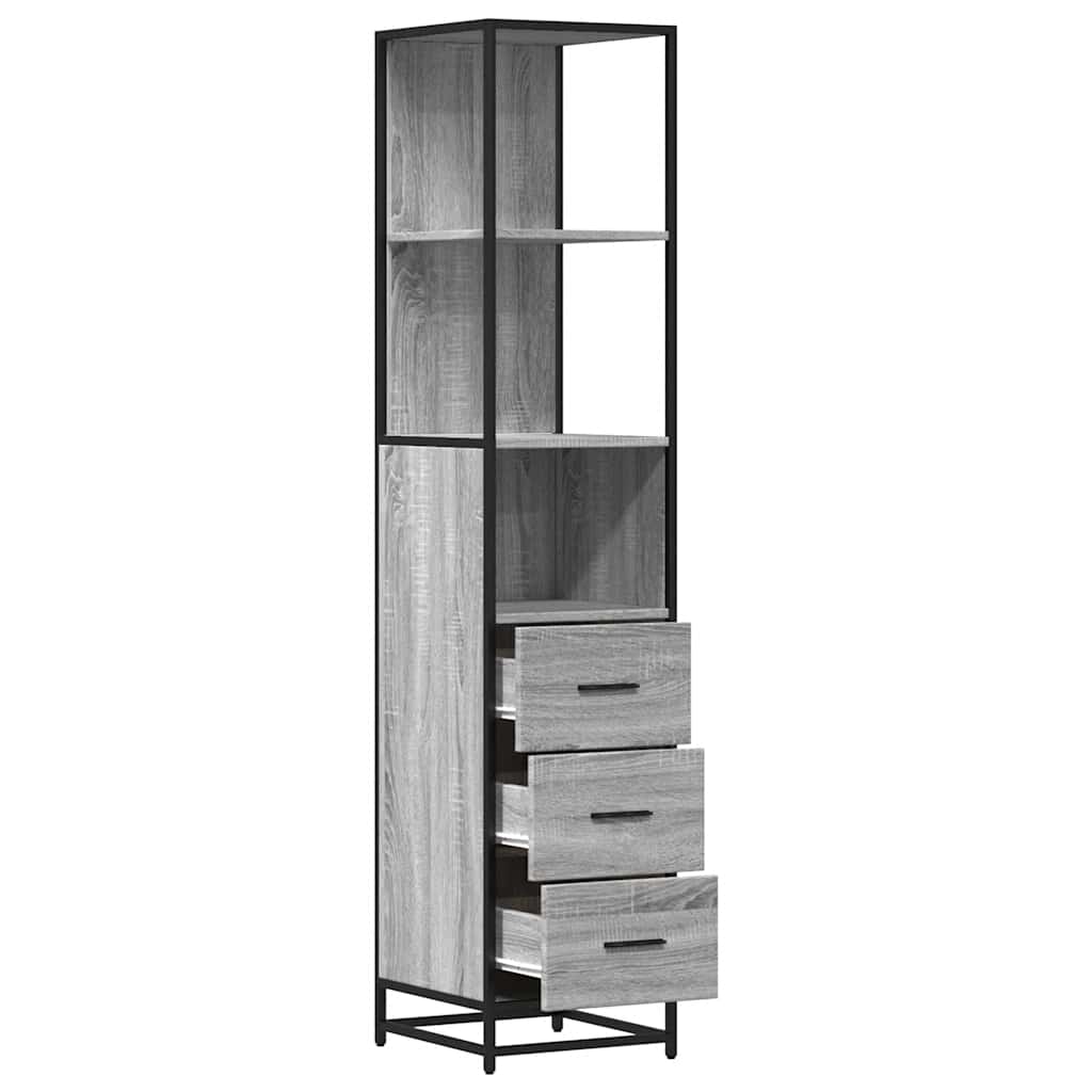 vidaXL Dulap de baie, gri sonoma, 35x37,5x166 cm, lemn prelucrat