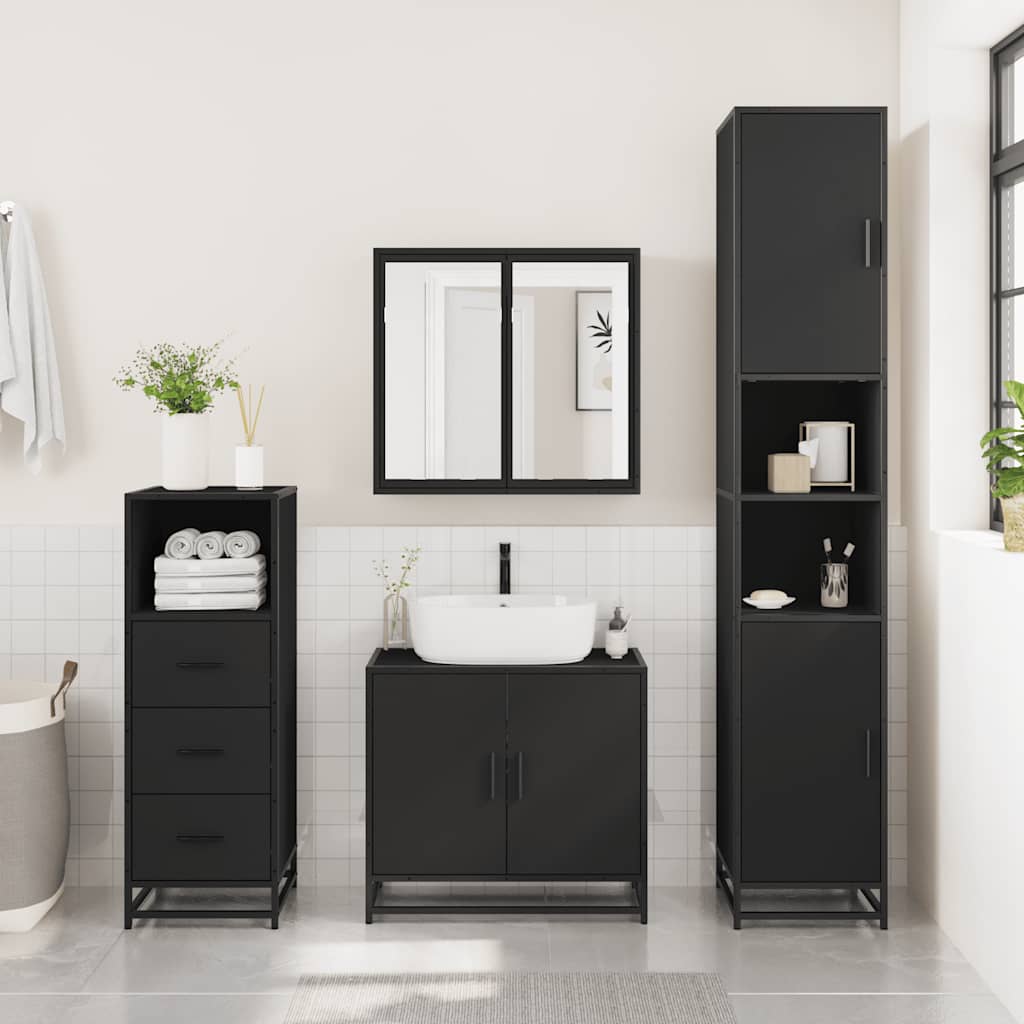 vidaXL Dulap de baie negru 35x37,5x100 cm lemn prelucrat