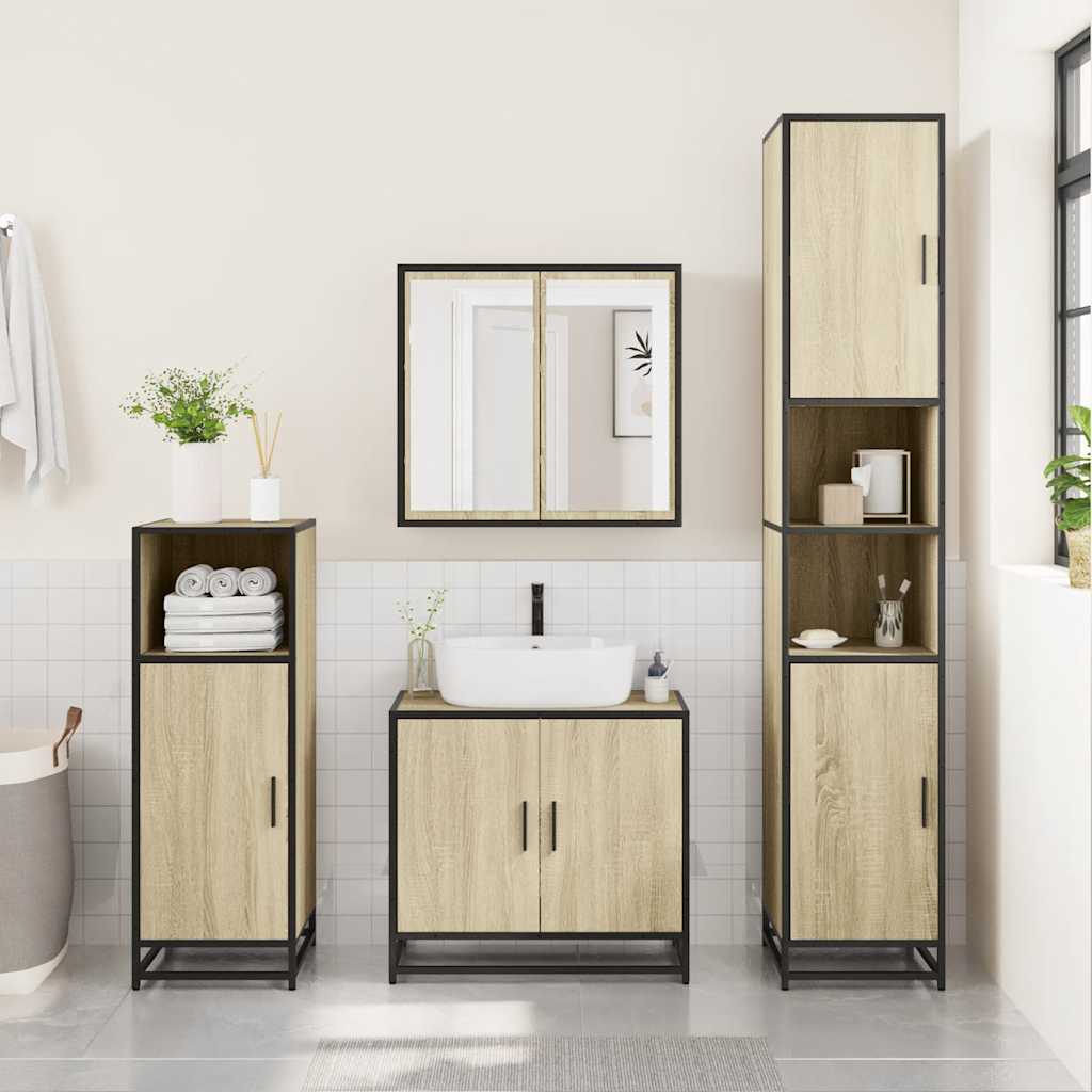 vidaXL Dulap baie cu oglindă stejar sonoma 65x20x60 cm lemn compozit vidaXL Dulap baie cu oglindă stejar sonoma 65x20x60 cm lemn compozit