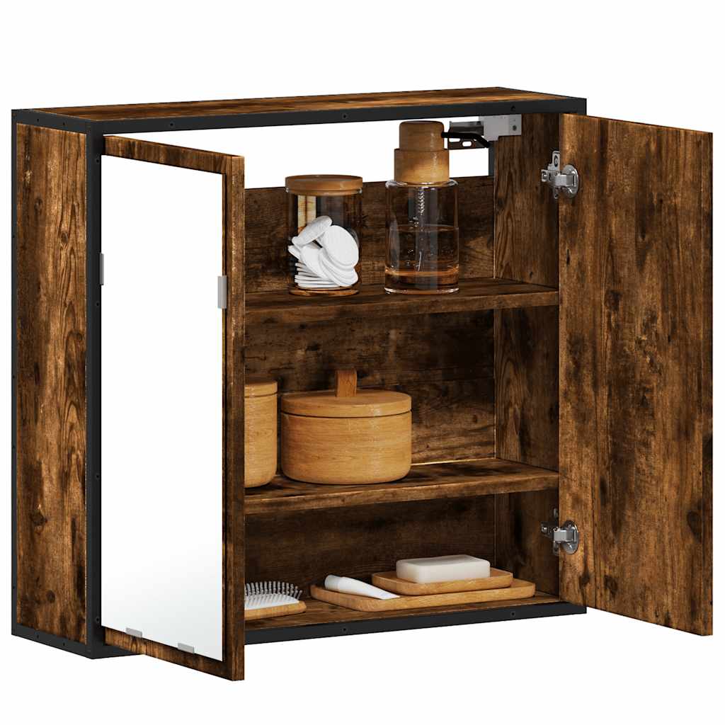 vidaXL Dulap baie cu oglindă stejar fumuriu 65x20x60 cm lemn compozit vidaXL Dulap baie cu oglindă stejar fumuriu 65x20x60 cm lemn compozit