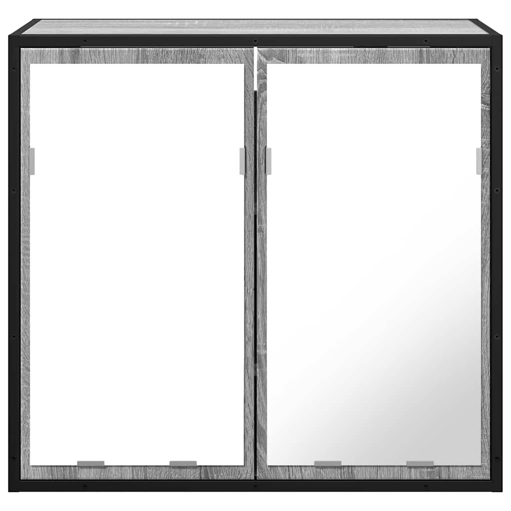 vidaXL Dulap de baie cu oglindă gri sonoma 65x20x60 cm lemn compozit vidaXL Dulap de baie cu oglindă gri sonoma 65x20x60 cm lemn compozit