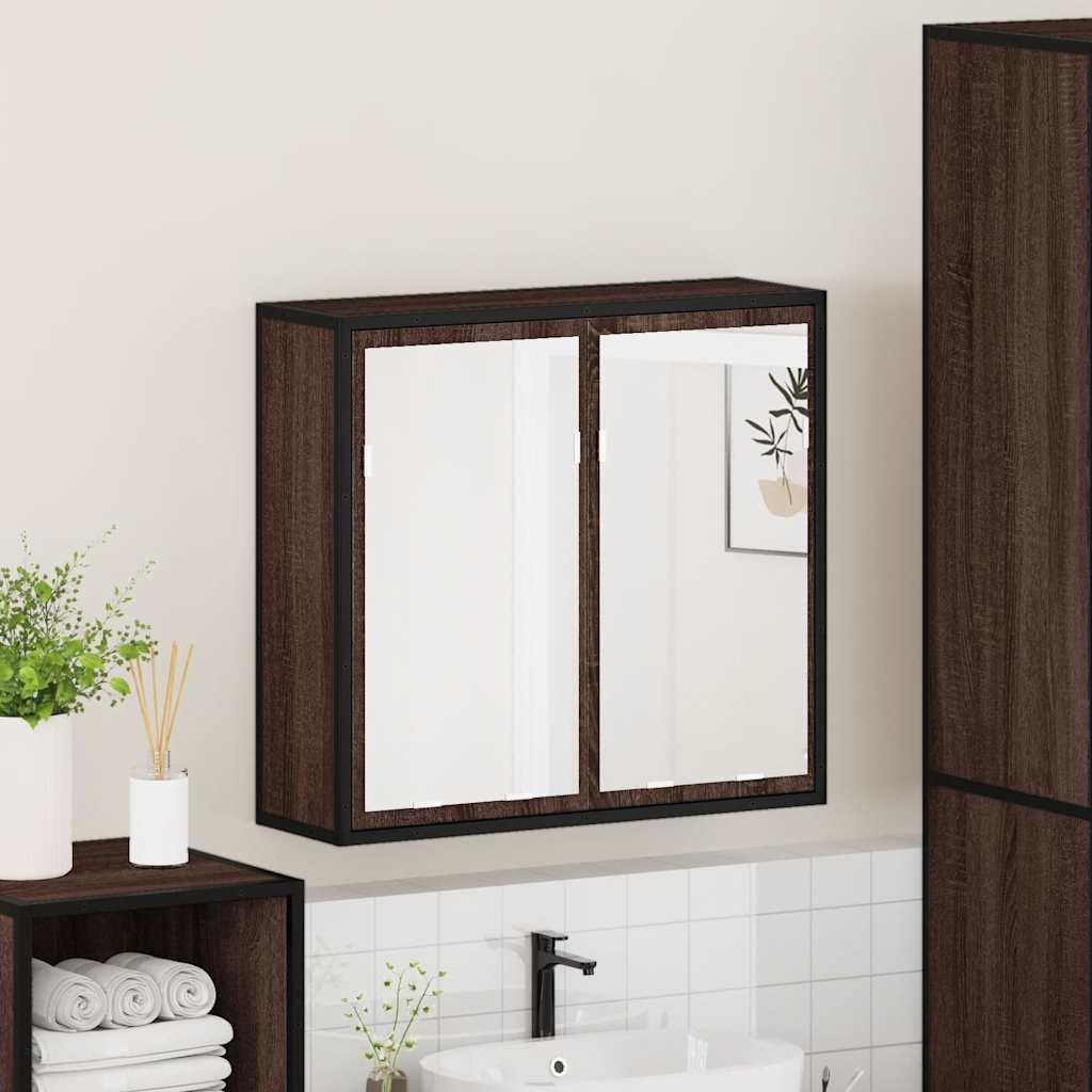 vidaXL Dulap de baie cu oglindă stejar maro 65x20x60 cm lemn compozit vidaXL Dulap de baie cu oglindă stejar maro 65x20x60 cm lemn compozit