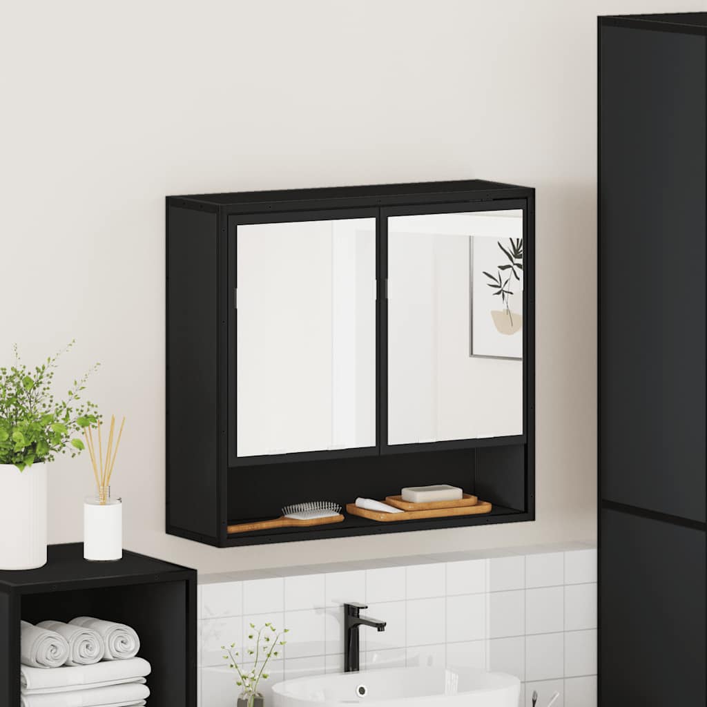 vidaXL Dulap cu oglindă pentru baie neagră 65x20x60 cm lemn prelucrat vidaXL Dulap cu oglindă pentru baie neagră 65x20x60 cm lemn prelucrat
