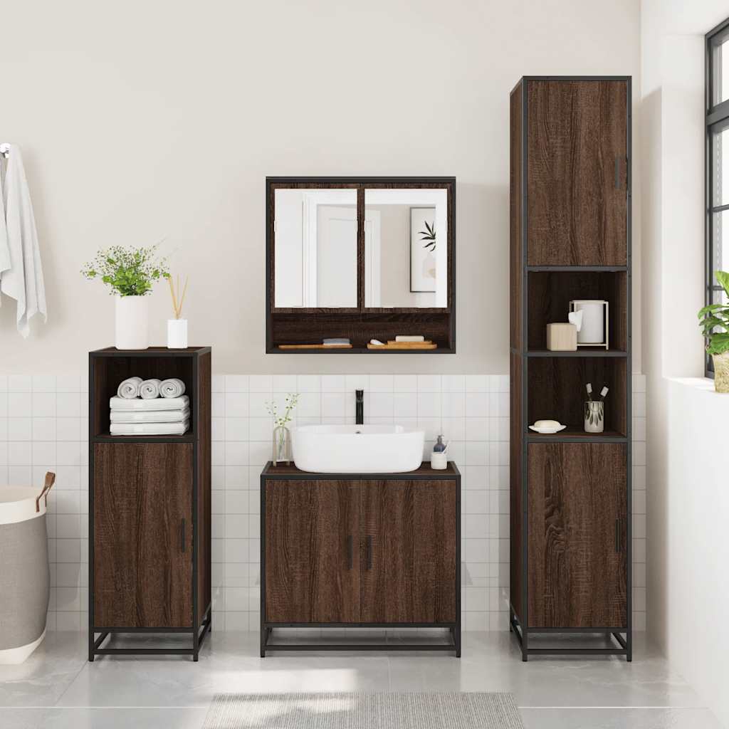 vidaXL Dulap de baie cu oglindă stejar maro 65x20x60 cm lemn compozit vidaXL Dulap de baie cu oglindă stejar maro 65x20x60 cm lemn compozit