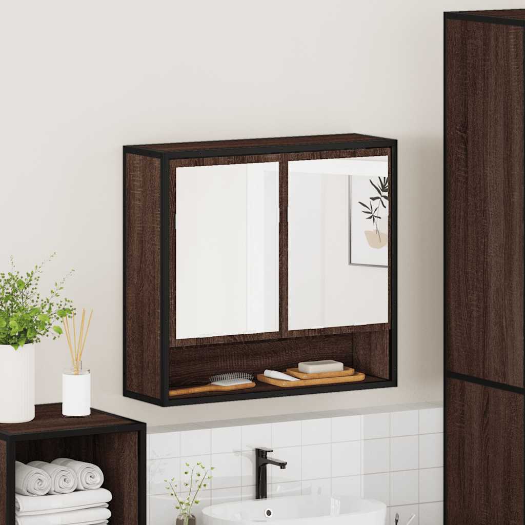 vidaXL Dulap de baie cu oglindă stejar maro 65x20x60 cm lemn compozit vidaXL Dulap de baie cu oglindă stejar maro 65x20x60 cm lemn compozit
