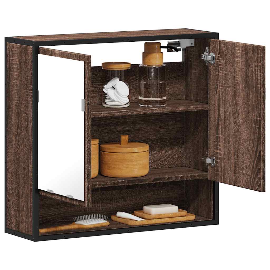vidaXL Dulap de baie cu oglindă stejar maro 65x20x60 cm lemn compozit vidaXL Dulap de baie cu oglindă stejar maro 65x20x60 cm lemn compozit