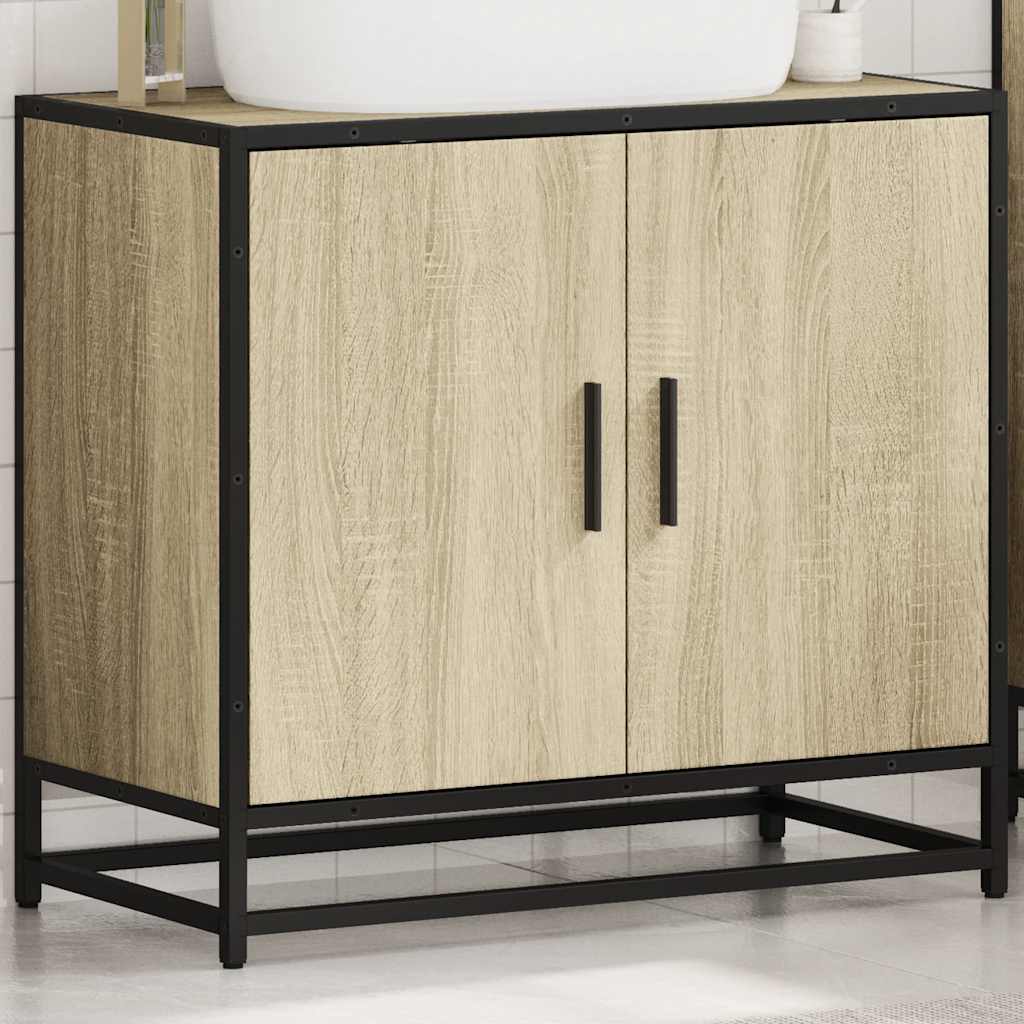 vidaXL Dulap de chiuvetă baie stejar sonoma 65x33x60 cm lemn prelucrat vidaXL Dulap de chiuvetă baie stejar sonoma 65x33x60 cm lemn prelucrat