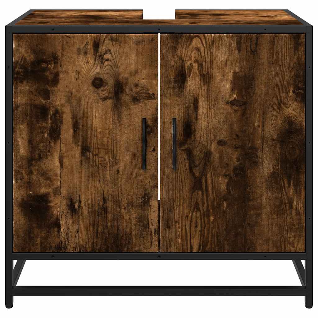 vidaXL Dulap pentru chiuvetă de baie stejar afumat 65x33x60 cm lemn vidaXL Dulap pentru chiuvetă de baie stejar afumat 65x33x60 cm lemn