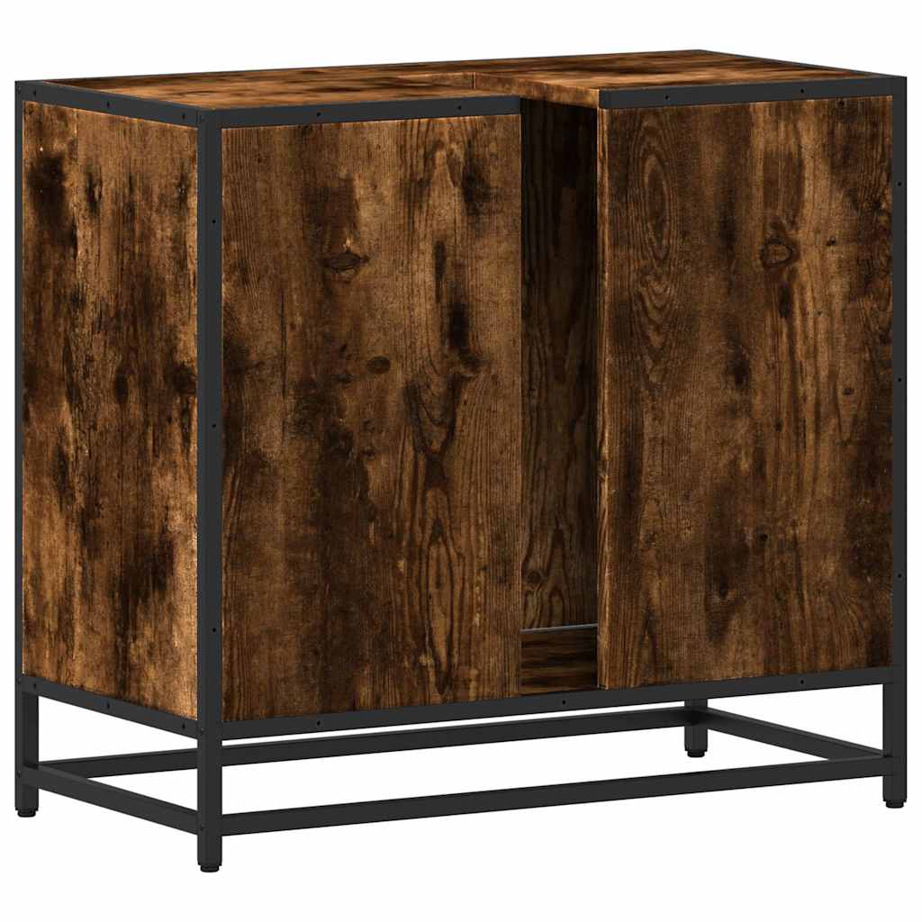 vidaXL Dulap pentru chiuvetă de baie stejar afumat 65x33x60 cm lemn vidaXL Dulap pentru chiuvetă de baie stejar afumat 65x33x60 cm lemn