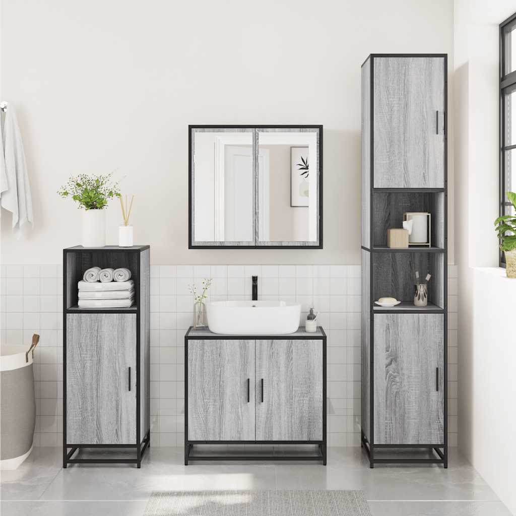 vidaXL Dulap pentru chiuvetă de baie gri Sonoma 65x33x60 cm lemn vidaXL Dulap pentru chiuvetă de baie gri Sonoma 65x33x60 cm lemn