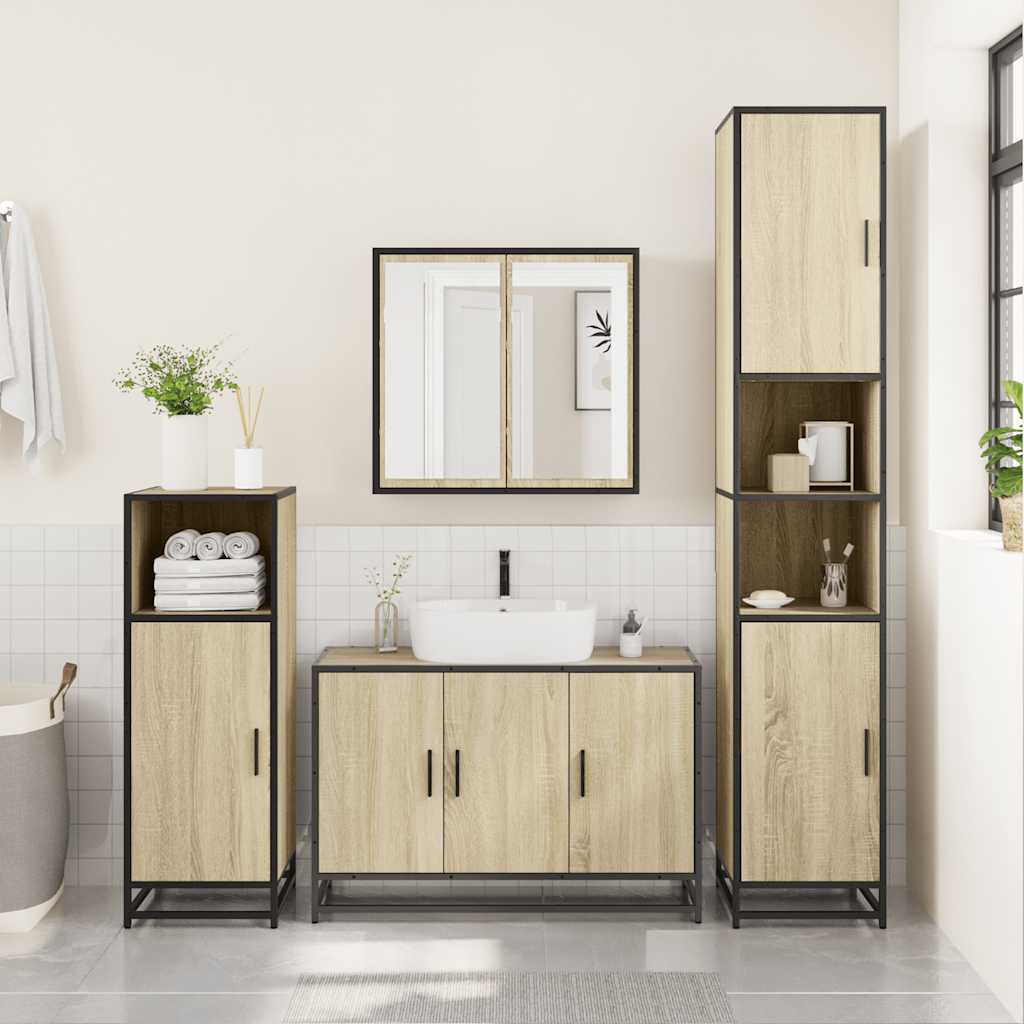 vidaXL Dulap pentru chiuveta de baie stejar Sonoma 90x33x60 cm lemn vidaXL Dulap pentru chiuveta de baie stejar Sonoma 90x33x60 cm lemn