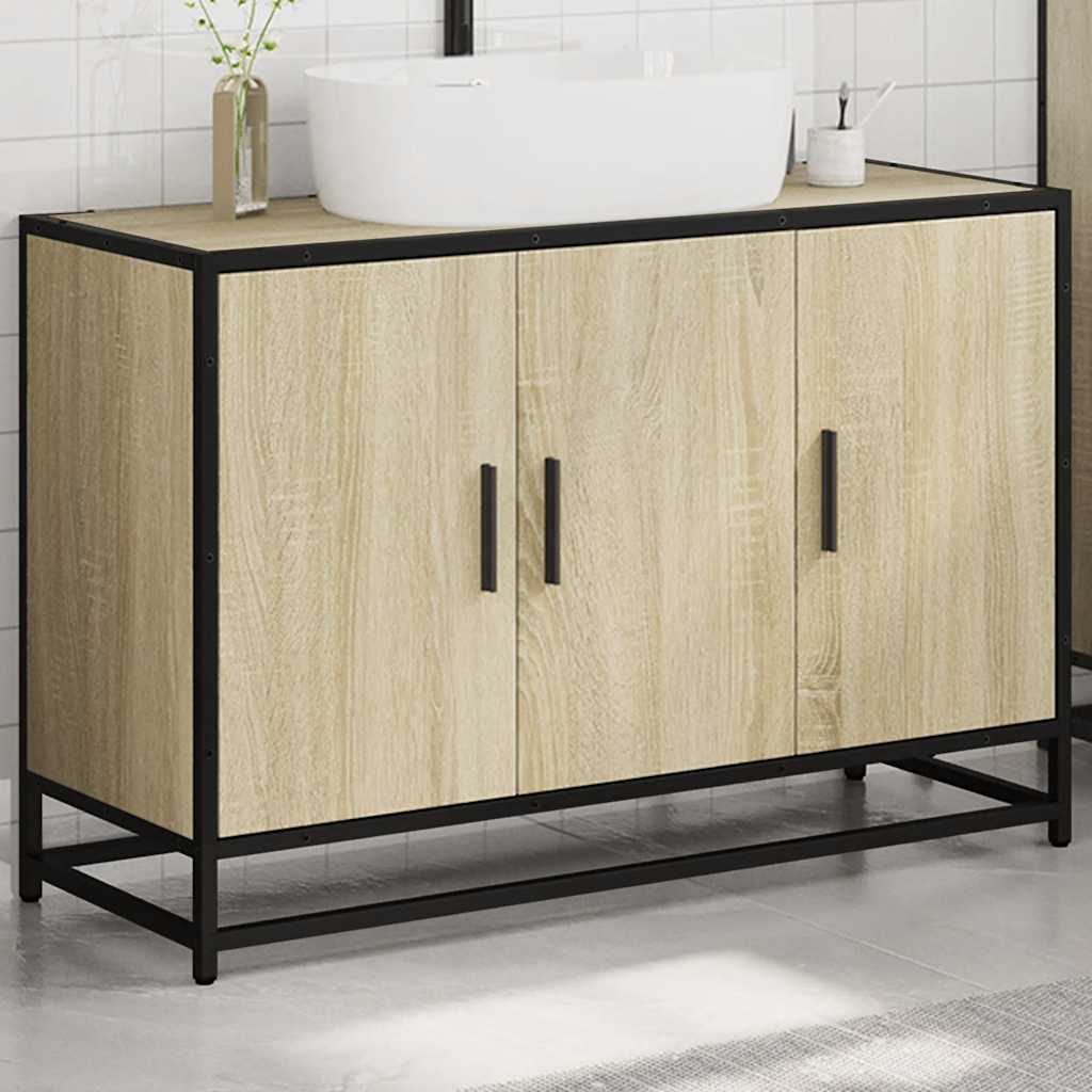 vidaXL Dulap pentru chiuveta de baie stejar Sonoma 90x33x60 cm lemn vidaXL Dulap pentru chiuveta de baie stejar Sonoma 90x33x60 cm lemn