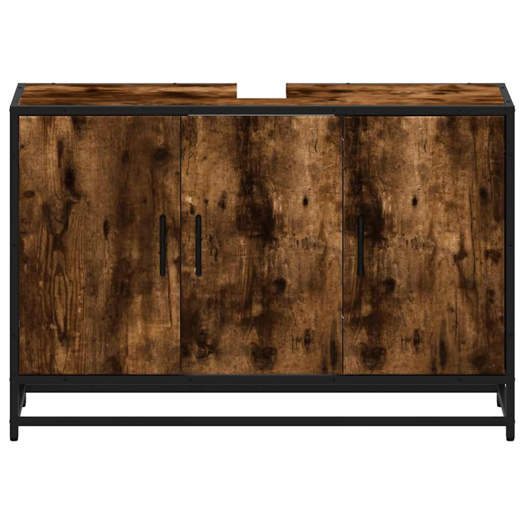vidaXL Dulap pentru chiuveta de baie stejar afumat 90x33x60 cm lemn vidaXL Dulap pentru chiuveta de baie stejar afumat 90x33x60 cm lemn