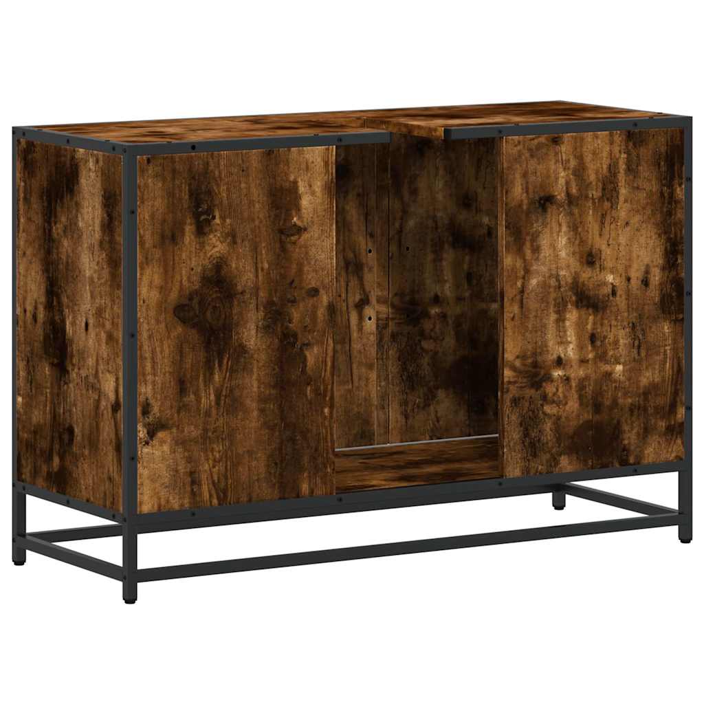 vidaXL Dulap pentru chiuveta de baie stejar afumat 90x33x60 cm lemn vidaXL Dulap pentru chiuveta de baie stejar afumat 90x33x60 cm lemn