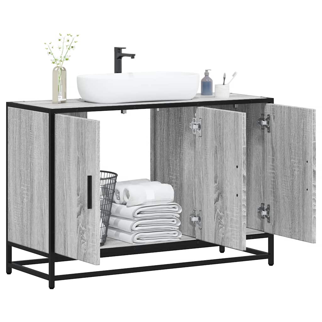 vidaXL Dulap pentru chiuvetă de baie gri Sonoma 90x33x60 cm lemn vidaXL Dulap pentru chiuvetă de baie gri Sonoma 90x33x60 cm lemn