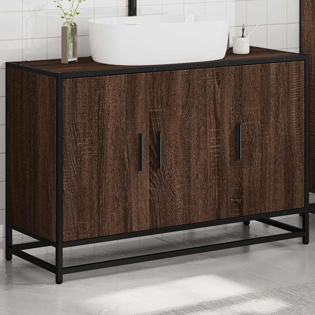 vidaXL Dulap pentru chiuvetă de baie stejar maro 90x33x60 cm lemn vidaXL Dulap pentru chiuvetă de baie stejar maro 90x33x60 cm lemn