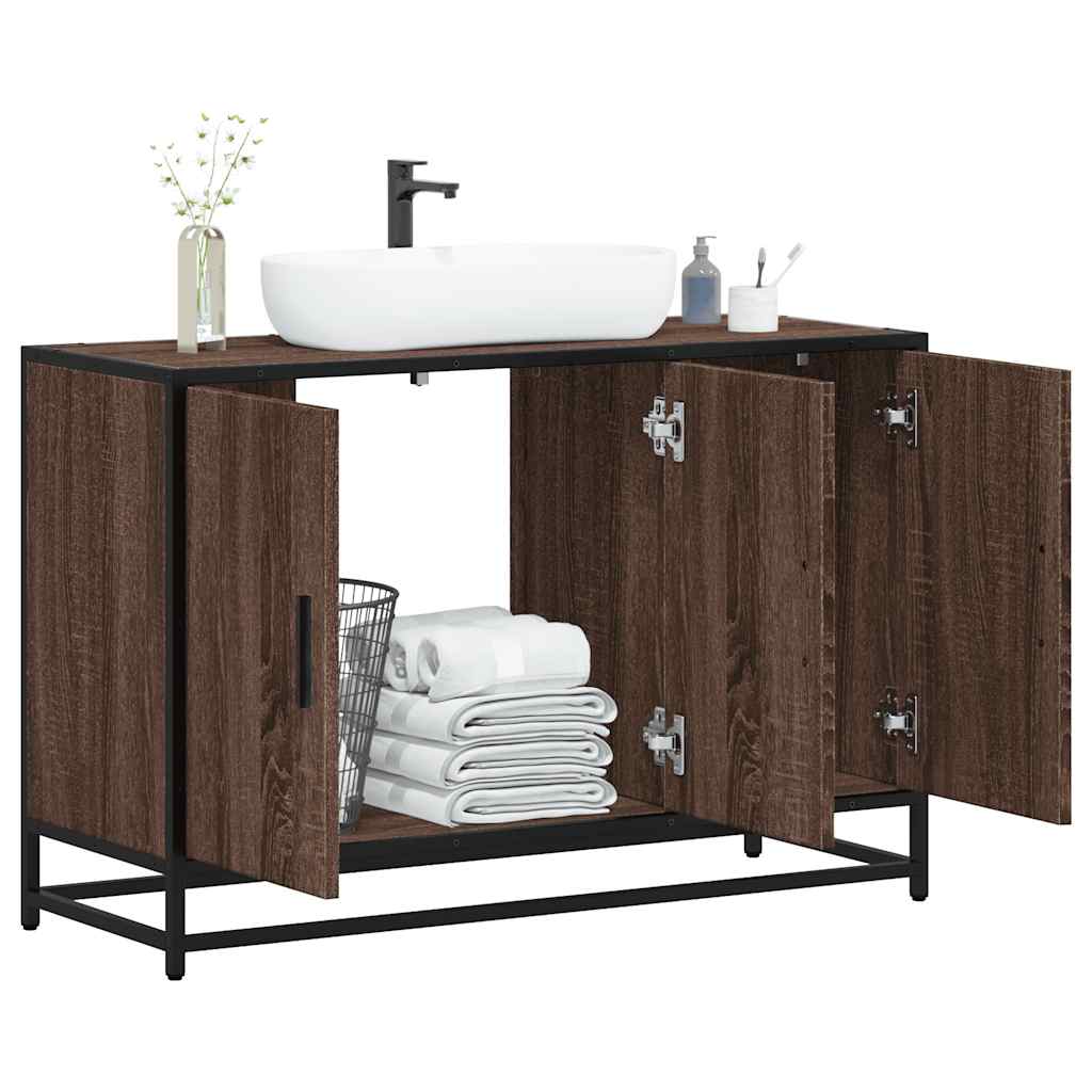 vidaXL Dulap pentru chiuvetă de baie stejar maro 90x33x60 cm lemn vidaXL Dulap pentru chiuvetă de baie stejar maro 90x33x60 cm lemn
