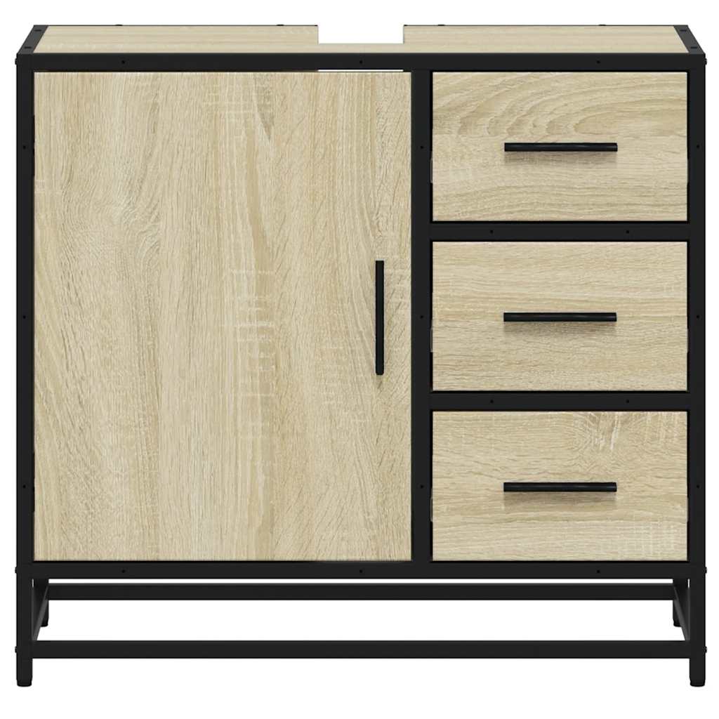 vidaXL Dulap de chiuvetă baie stejar sonoma 65x33x60 cm lemn prelucrat vidaXL Dulap de chiuvetă baie stejar sonoma 65x33x60 cm lemn prelucrat