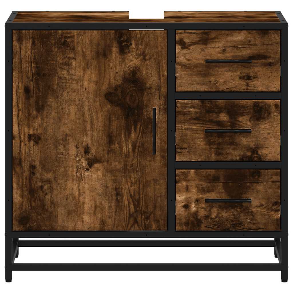 vidaXL Dulap pentru chiuvetă de baie stejar afumat 65x33x60 cm lemn vidaXL Dulap pentru chiuvetă de baie stejar afumat 65x33x60 cm lemn