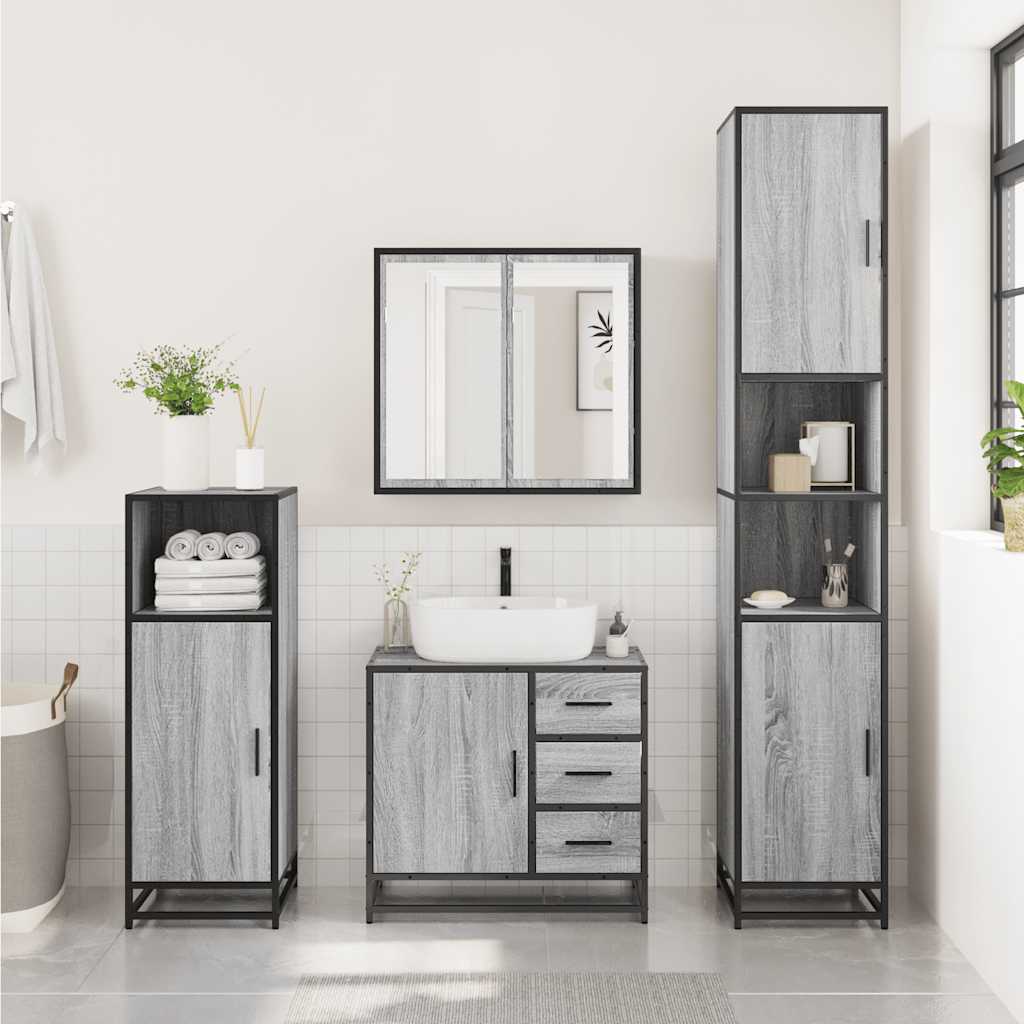 vidaXL Dulap pentru chiuvetă de baie gri Sonoma 65x33x60 cm lemn vidaXL Dulap pentru chiuvetă de baie gri Sonoma 65x33x60 cm lemn