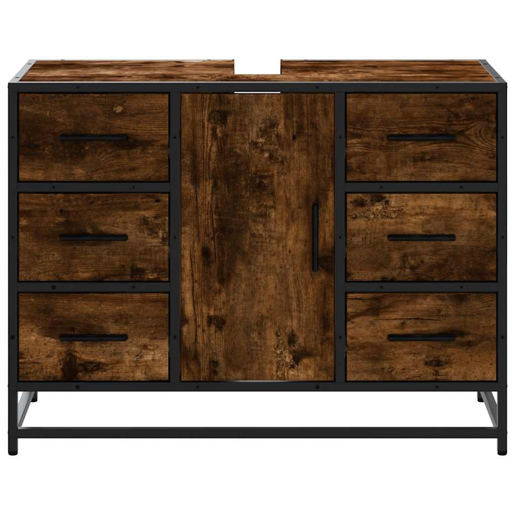 vidaXL Dulap chiuveta de baie stejar fumuriu 80x33x60 cm lemn compozit