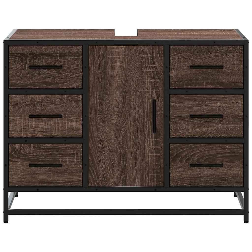 vidaXL Dulap chiuveta de baie, stejar maro, 80x33x60 cm, lemn compozit vidaXL Dulap chiuveta de baie, stejar maro, 80x33x60 cm, lemn compozit