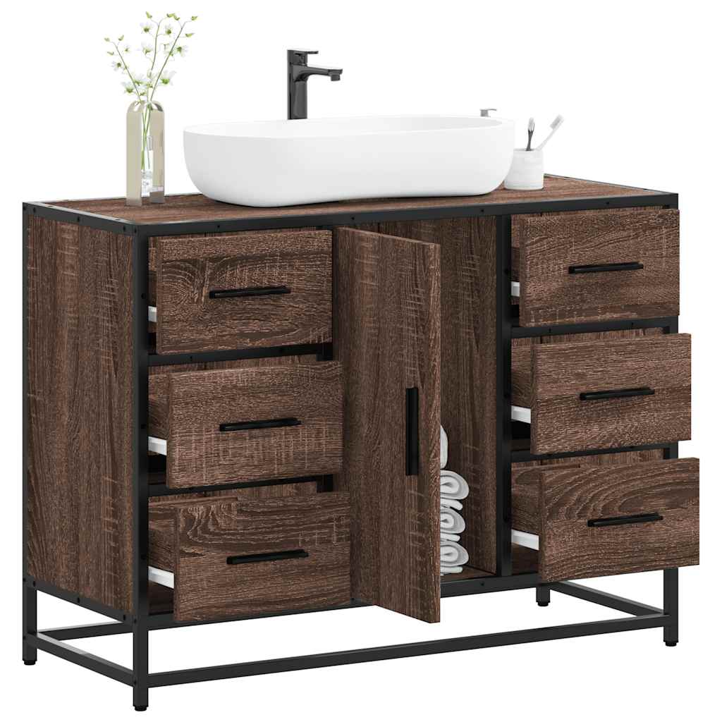 vidaXL Dulap chiuveta de baie, stejar maro, 80x33x60 cm, lemn compozit vidaXL Dulap chiuveta de baie, stejar maro, 80x33x60 cm, lemn compozit