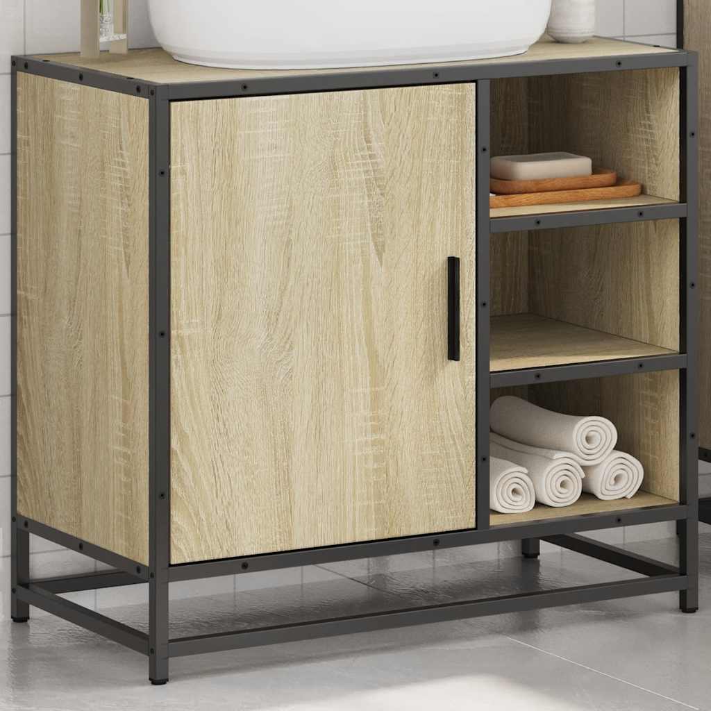 vidaXL Dulap de chiuvetă baie stejar sonoma 65x33x60 cm lemn prelucrat vidaXL Dulap de chiuvetă baie stejar sonoma 65x33x60 cm lemn prelucrat