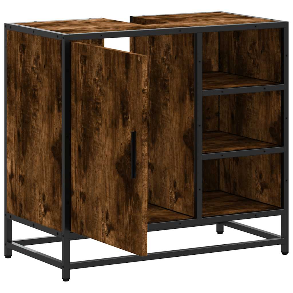 vidaXL Dulap pentru chiuvetă de baie stejar afumat 65x33x60 cm lemn vidaXL Dulap pentru chiuvetă de baie stejar afumat 65x33x60 cm lemn