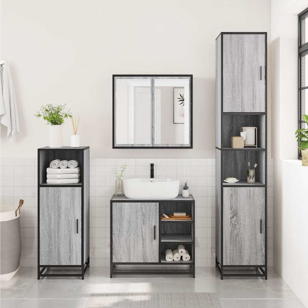 vidaXL Dulap pentru chiuvetă de baie gri Sonoma 65x33x60 cm lemn vidaXL Dulap pentru chiuvetă de baie gri Sonoma 65x33x60 cm lemn