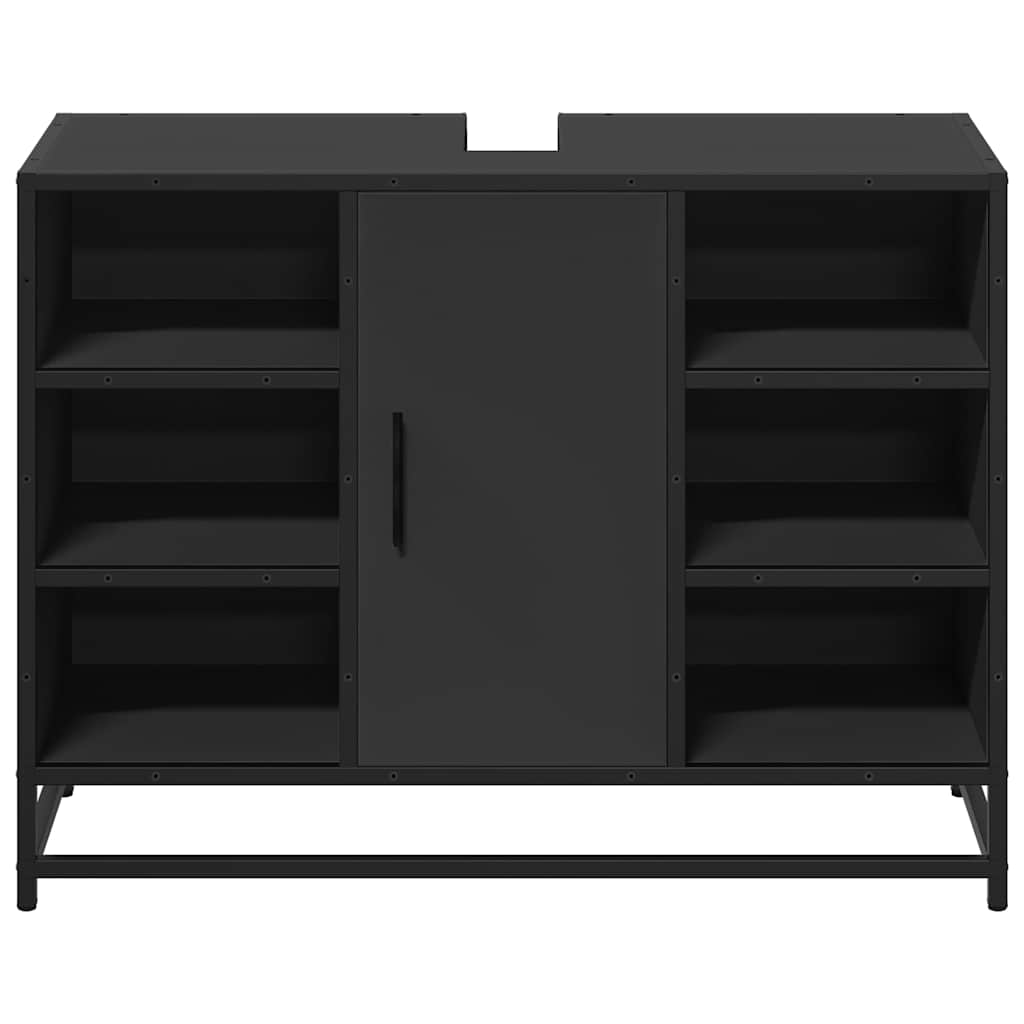 vidaXL Dulap chiuveta de baie, negru, 80x33x60 cm, lemn compozit vidaXL Dulap chiuveta de baie, negru, 80x33x60 cm, lemn compozit