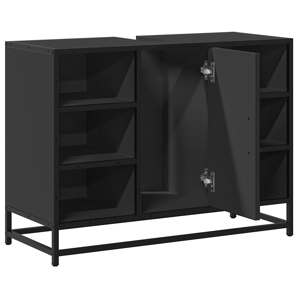 vidaXL Dulap chiuveta de baie, negru, 80x33x60 cm, lemn compozit vidaXL Dulap chiuveta de baie, negru, 80x33x60 cm, lemn compozit