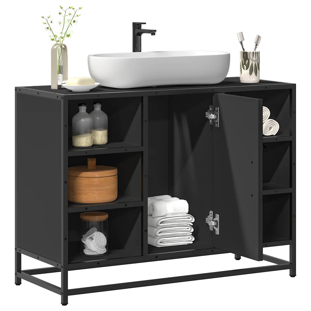vidaXL Dulap chiuveta de baie, negru, 80x33x60 cm, lemn compozit vidaXL Dulap chiuveta de baie, negru, 80x33x60 cm, lemn compozit