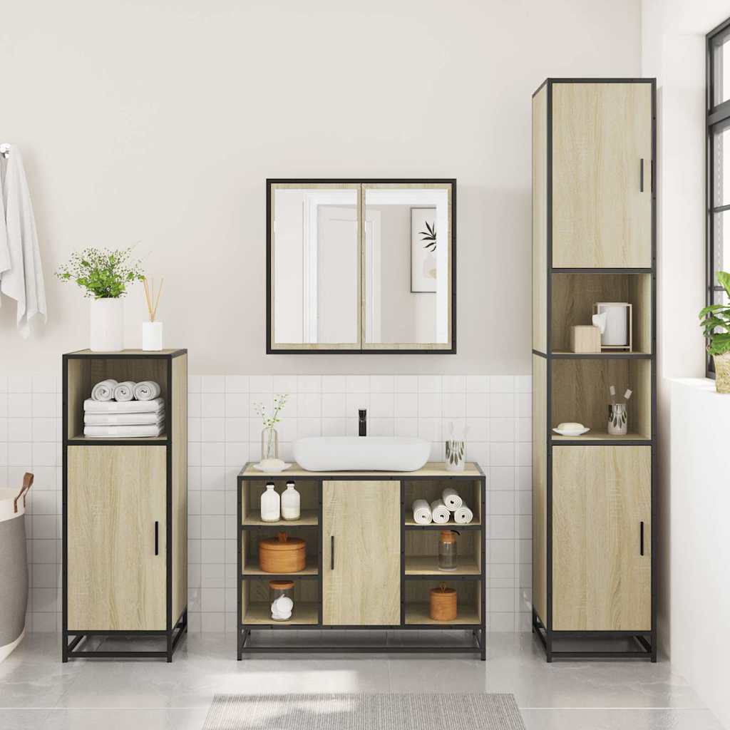 vidaXL Dulap chiuveta de baie, stejar sonoma, 80x33x60cm lemn compozit