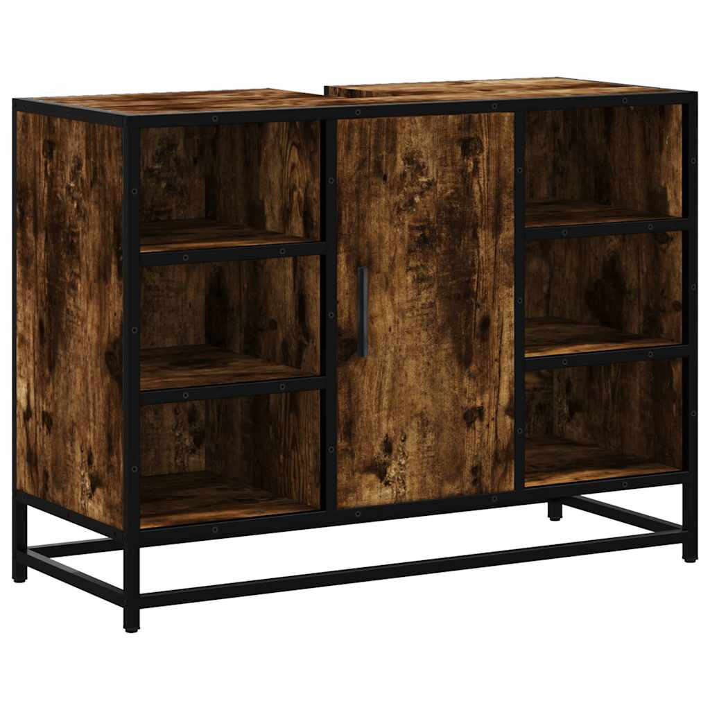 vidaXL Dulap chiuveta de baie stejar fumuriu 80x33x60 cm lemn compozit