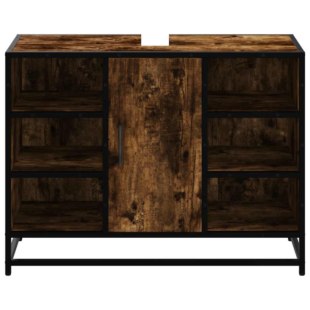 vidaXL Dulap chiuveta de baie stejar fumuriu 80x33x60 cm lemn compozit