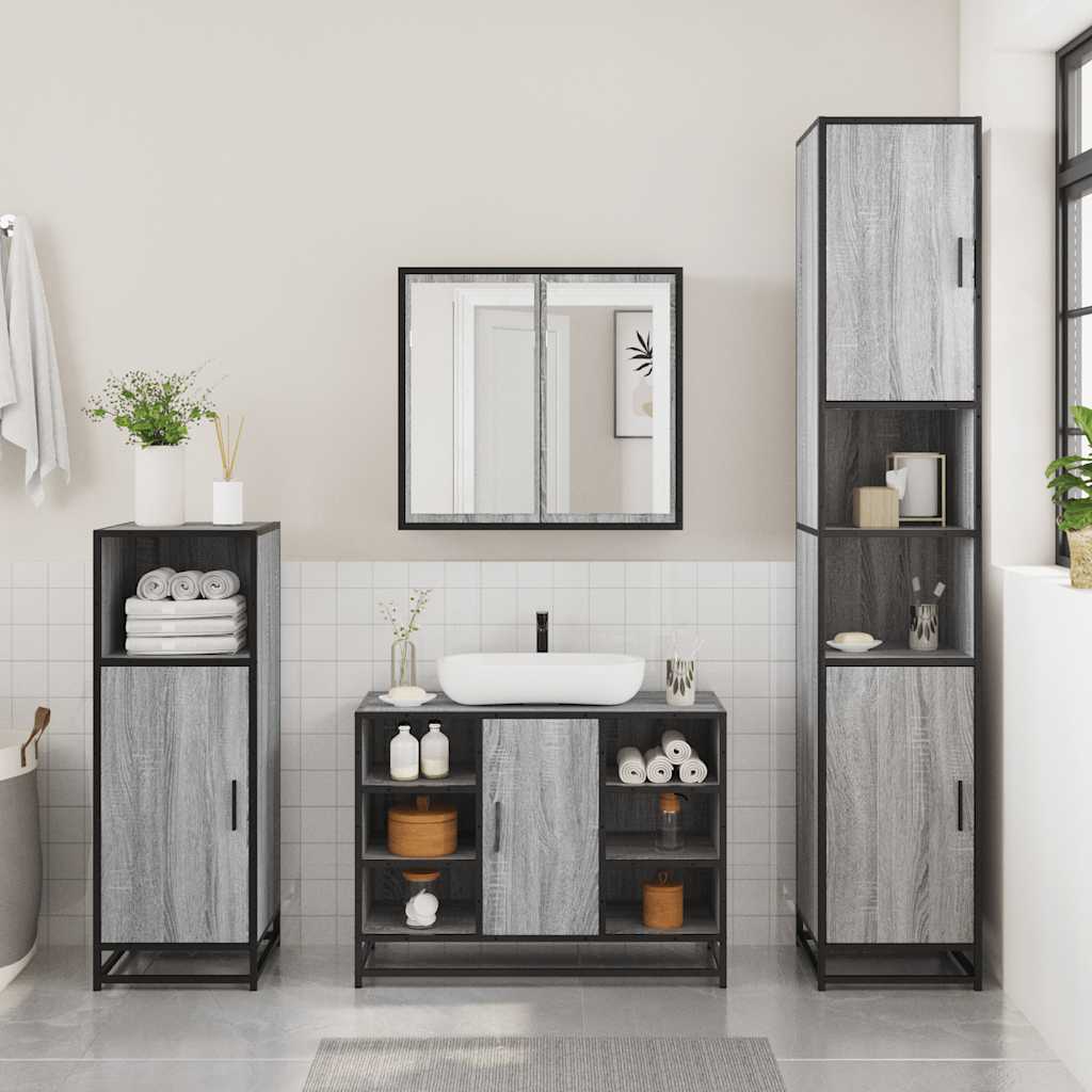 vidaXL Dulap chiuveta de baie, gri sonoma, 80x33x60 cm, lemn compozit vidaXL Dulap chiuveta de baie, gri sonoma, 80x33x60 cm, lemn compozit