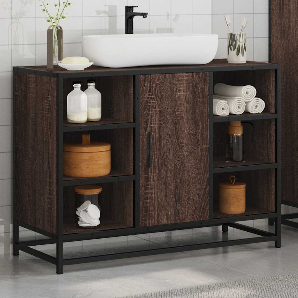 vidaXL Dulap chiuveta de baie, stejar maro, 80x33x60 cm, lemn compozit