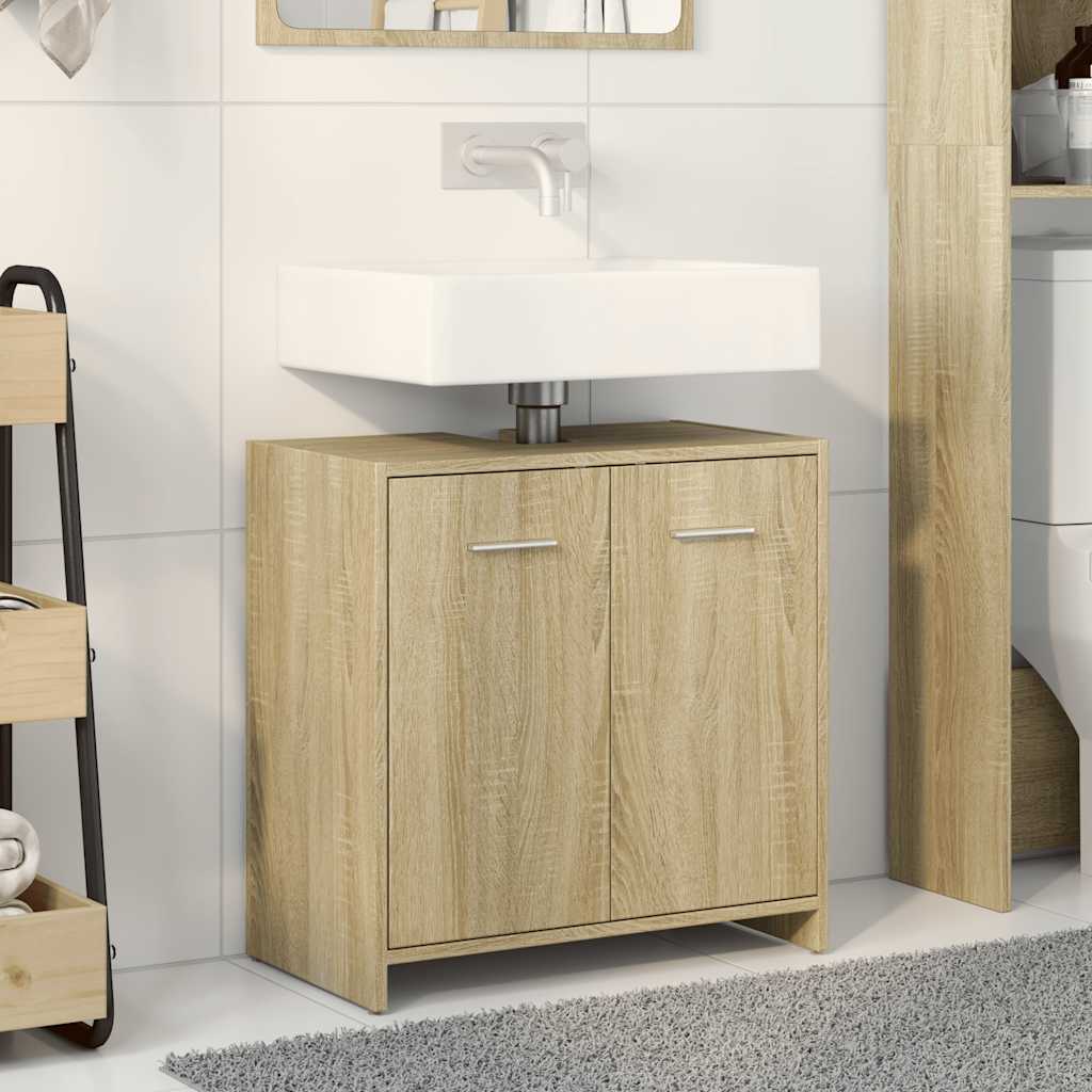 vidaXL Dulap chiuvetă baie, stejar sonoma, 60x33x60 cm, lemn prelucrat vidaXL Dulap chiuvetă baie, stejar sonoma, 60x33x60 cm, lemn prelucrat