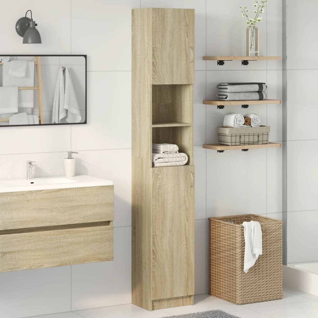 vidaXL Dulap de baie, stejar Sonoma, 32x25,5x190 cm, PAL vidaXL Dulap de baie, stejar Sonoma, 32x25,5x190 cm, PAL