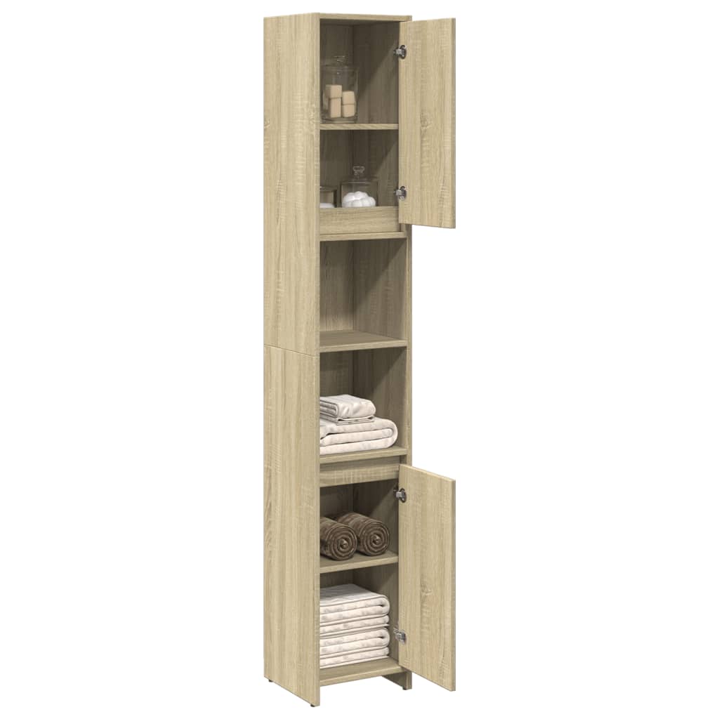 vidaXL Dulap de baie, stejar sonoma, 30x30x183,5 cm, PAL